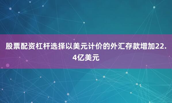 股票配资杠杆选择以美元计价的外汇存款增加22.4亿美元